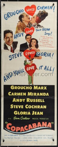 1z0945 COPACABANA insert 1947 Groucho Marx, Carmen Miranda, Andy Russell, Steve Cochran, Gloria Jean