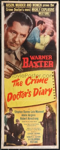 1z0947 CRIME DOCTOR'S DIARY insert 1949 great image of detective Warner Baxter, from radio show!
