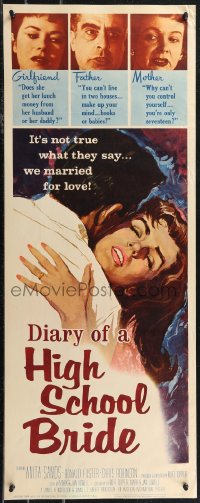 1z0955 DIARY OF A HIGH SCHOOL BRIDE insert 1959 AIP bad girl, it's not true what they say!
