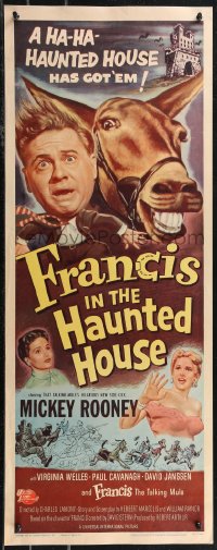 1z0970 FRANCIS IN THE HAUNTED HOUSE insert 1956 wacky art of Mickey Rooney with the talking mule!