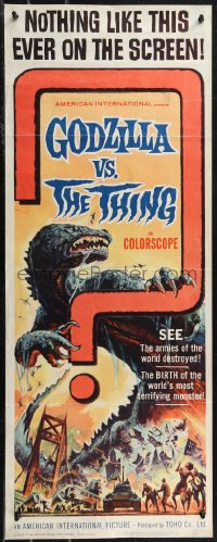1z0979 GODZILLA VS. THE THING insert 1964 Toho sci-fi, best monster art, how much terror can you stand!