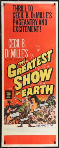 1z0981 GREATEST SHOW ON EARTH insert R1967 Cecil B. DeMille circus classic, Charlton Heston, Stewart!