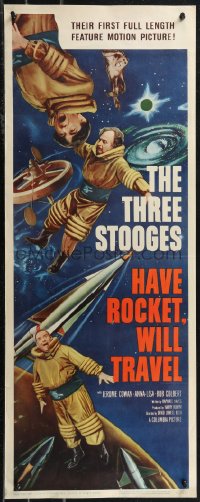 1z0984 HAVE ROCKET WILL TRAVEL insert 1959 wonderful sci-fi art of The Three Stooges in space!