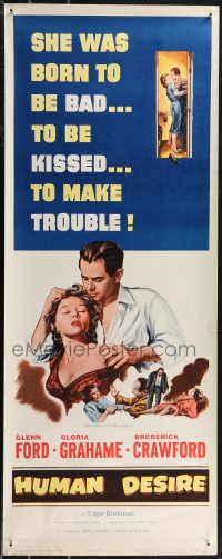 1z0987 HUMAN DESIRE insert 1954 Gloria Grahame born to be bad, kissed & make trouble, Fritz Lang!