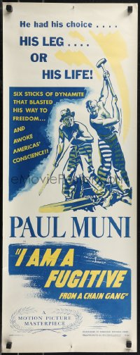 1z0988 I AM A FUGITIVE FROM A CHAIN GANG insert R1956 great art of convict Paul Muni on a chain gang!