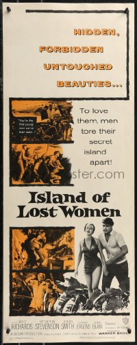 1z0992 ISLAND OF LOST WOMEN insert 1959 hidden, forbidden, untouched beauties in a raging hell!