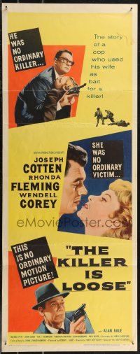 1z1000 KILLER IS LOOSE insert 1956 Budd Boetticher, cop Joseph Cotten uses Rhonda Fleming as bait!