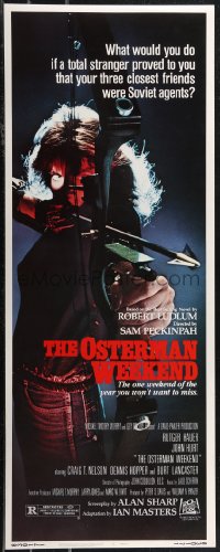 1z1030 OSTERMAN WEEKEND insert 1983 typical Sam Peckinpah, cool close up of woman w/bow & arrow!