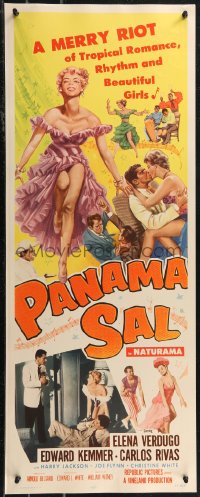 1z1031 PANAMA SAL insert 1957 great colorful art of super sexy dancer Elena Verdugo & cast!