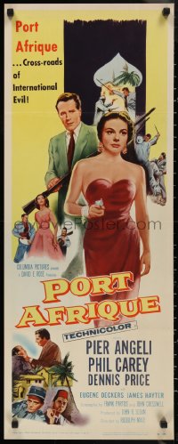 1z1037 PORT AFRIQUE insert 1956 art of super sexy Pier Angeli caught in the Casbah with gun!