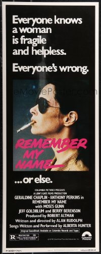 1z1046 REMEMBER MY NAME insert 1978 Alan Rudolph, different profile portrait of Geraldine Chaplin!