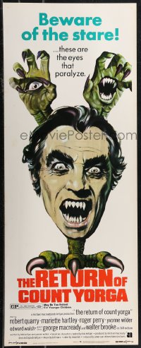 1z1047 RETURN OF COUNT YORGA insert 1971 Robert Quarry, AIP vampires, wild monster art!