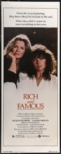 1z1048 RICH & FAMOUS insert 1981 great portrait image of Jacqueline Bisset & Candice Bergen!