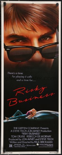 1z1051 RISKY BUSINESS insert 1983 classic c/u art of Tom Cruise in cool shades by Drew Struzan!