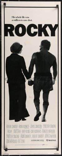 1z1053 ROCKY insert 1976 boxer Sylvester Stallone holding hands with Talia Shire, boxing classic!