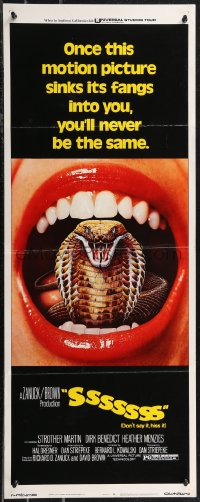 1z1068 SSSSSSS insert 1973 Dirk Benedict, Heather Menzies, image of cobra snake in screaming mouth!