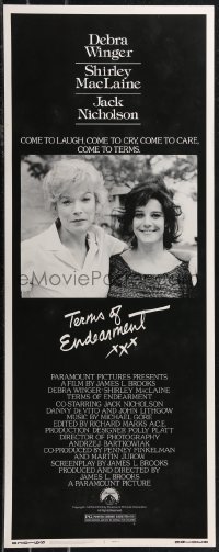 1z1076 TERMS OF ENDEARMENT insert 1983 Shirley MacLaine & Debra Winger, Best Picture winner!