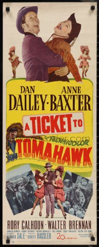 1z1079 TICKET TO TOMAHAWK insert 1950 great images of wacky Dan Dailey & pretty cowgirl Ann Baxter!