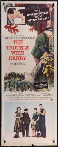 1z1085 TROUBLE WITH HARRY insert 1955 Alfred Hitchcock, Edmund Gwenn, Forsythe & Shirley MacLaine!