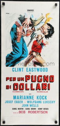 1z0585 FISTFUL OF DOLLARS Italian locandina R1970s different artwork of generic cowboy by Symeoni!