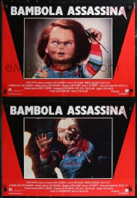 1z0564 CHILD'S PLAY group of 6 Italian 18x26 pbustas 1988 Chucky, you'll wish it was make-believe!
