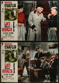 1z0567 LIMELIGHT group of 4 Italian 19x26 pbustas R1964 aging Charlie Chaplin & young Claire Bloom!