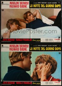 1z0560 NIGHT OF THE FOLLOWING DAY set of 9 Italian 18x26 pbustas 1969 Marlon Brando, Richard Boone!