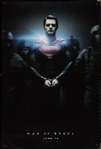 1z1310 MAN OF STEEL teaser DS 1sh 2013 Henry Cavill in the title role as Superman handcuffed!