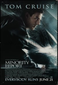 1z1322 MINORITY REPORT style B advance DS 1sh 2002 Spielberg, Tom Cruise, everybody runs on June 21!