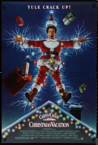 1z1335 NATIONAL LAMPOON'S CHRISTMAS VACATION DS 1sh 1989 Consani art of Chevy Chase, yule crack up!