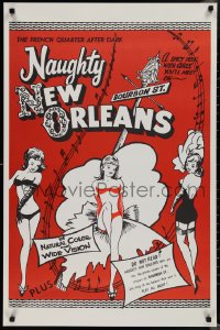 1z1338 NAUGHTY NEW ORLEANS 25x38 1sh R1959 Bourbon St. showgirls in French Quarter after dark!