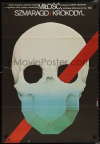 1z0333 ROMANCING THE STONE Polish 26x38 1985 Robert Zemeckis, cool art of skull by Jakub Erol!