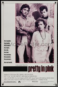 1z1361 PRETTY IN PINK 1sh 1986 great portrait of Molly Ringwald, Andrew McCarthy & Jon Cryer!