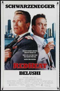 1z1371 RED HEAT 1sh 1988 great image of cops Arnold Schwarzenegger & James Belushi!