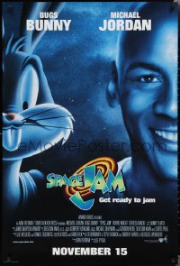 1z1411 SPACE JAM advance DS 1sh 1996 cool dark image of Michael Jordan & Bugs Bunny in outer space!