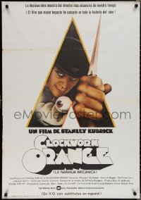 1z0406 CLOCKWORK ORANGE Spanish 1975 Stanley Kubrick classic, Philip Castle art of Malcolm McDowell!