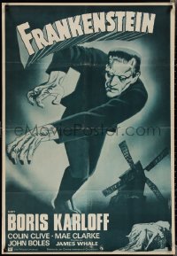 1z0411 FRANKENSTEIN Spanish R1970s fantastic artwork of Boris Karloff as the monster!