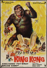 1z0416 KING KONG Spanish R1965 different art of giant ape holding Fay Wray & destroying city!