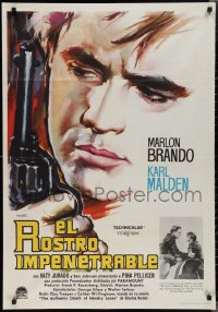 1z0420 ONE EYED JACKS Spanish 1961 art of star & director Marlon Brando with gun & bandolier!