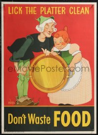 1z0252 DON'T WASTE FOOD 15x20 special poster 1946 Vernon Grant art of Jack Spratt and his wife!