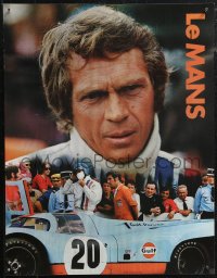 1z0263 LE MANS 17x22 special poster 1971 Gulf Oil, close up of race car driver Steve McQueen!