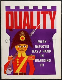 1z0026 QUALITY EVERY EMPLOYEE HAS A HAND IN GUARDING IT 17x22 motivational poster 1950s Elliott Service Company!