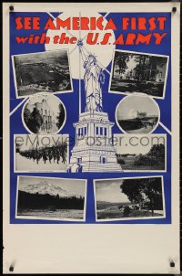 1z0282 SEE AMERICA FIRST WITH THE U.S. ARMY 25x38 special poster 1936 Statue of Liberty & images!