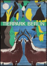 1z0125 TIERPARK BERLIN 23x32 East German special poster 1977 Axel Bengs art of the blesbok!