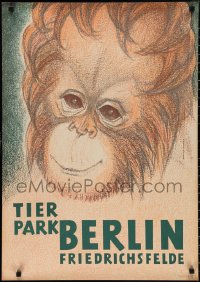 1z0117 TIERPARK BERLIN 23x32 East German special poster 1960s Ulrich Nagel art of orangutan, rare!