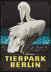 1z0124 TIERPARK BERLIN 23x32 East German special poster 1978 wonderful art of pelican by Kurt Walter!