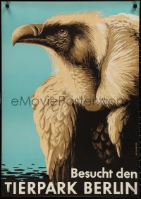 1z0115 TIERPARK BERLIN 23x32 East German special poster 1960s art of vulture by Grohmann, rare!