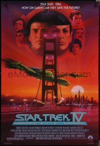 1z1423 STAR TREK IV 1sh 1986 art of Leonard Nimoy, Shatner & Klingon Bird-of-Prey by Bob Peak!