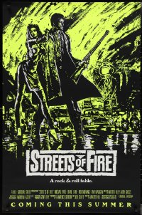 1z1436 STREETS OF FIRE advance 1sh 1984 Walter Hill, Riehm yellow dayglo art, a rock & roll fable!