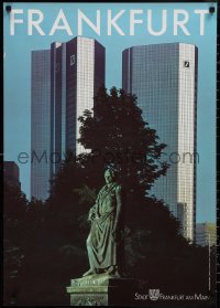 1z0101 FRANKFURT 23x33 German travel poster 1990s Johann Wolfgang von Goethe statue!